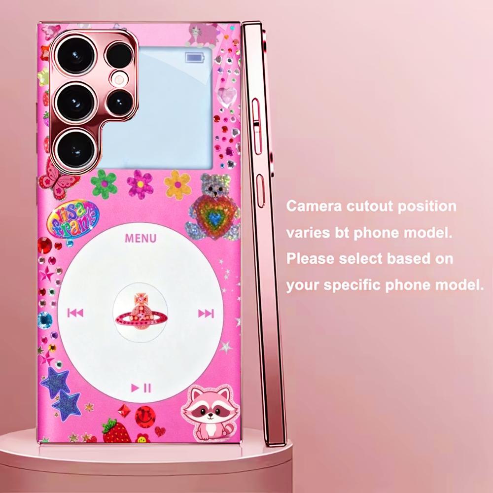 Pink phone sticker Madam pink  Glass  PhoneCase for Samsung Galaxy S26 S25 S24 S23 S22 S21 FE Ultra Plus Dropresistant Female