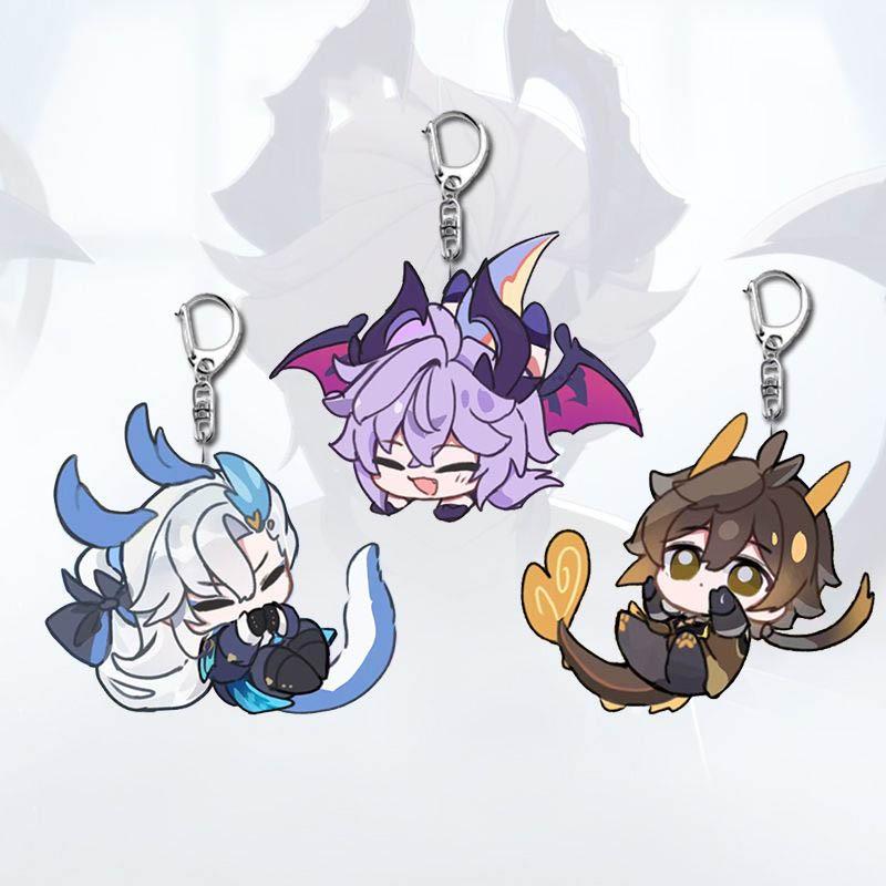 Game Genshin Impact Durin Neuvillette Zhongli Cosplay Keychain Acrylic Pendant Keyring Key Chain Kawaii Bag Accessories Ornament