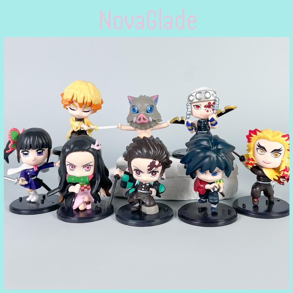 Demon Slayer Pvc Figure Set With 8 Chibi Characters For Collectors And Anime Fans