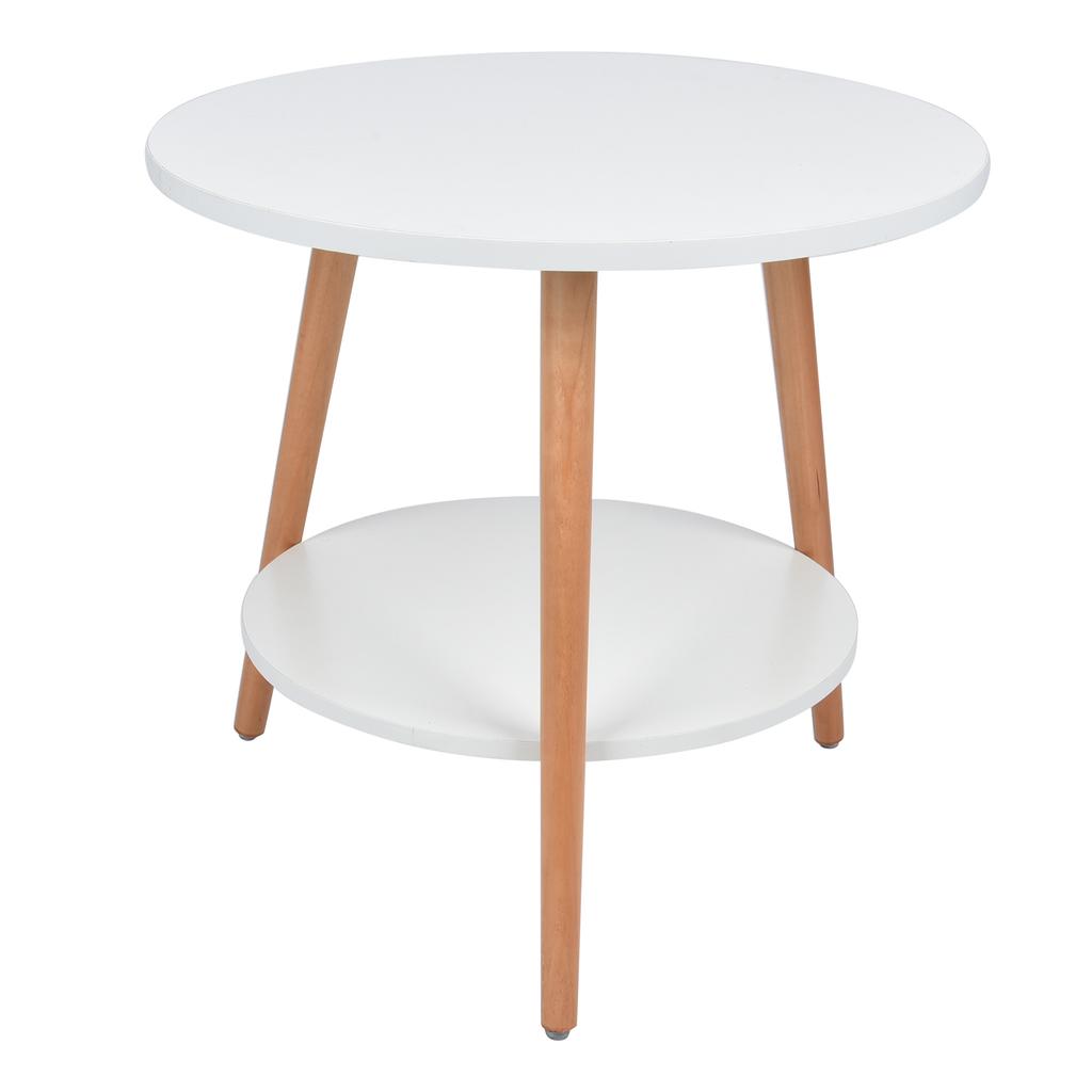 White 2 Layer Storage Coffee Table Side Table Living Room Balcony Furniture for Home