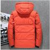 Giacca invernale da uomo in piumino d'anatra bianco, calda e spessa, con cappuccio, casual, di alta qualità, slim fit, soprabito maschile termico