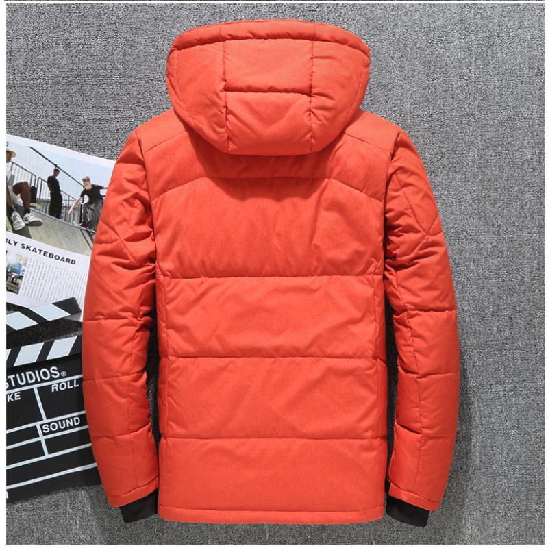 Giacca invernale da uomo in piumino d'anatra bianco, calda e spessa, con cappuccio, casual, di alta qualità, slim fit, soprabito maschile termico