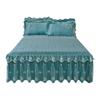 AI WINSURE Потовщене суперм’яке оксамитове покривало Queen Size 150x200, стьобане покривало, вишивка, спідниця з рюшами, набір із 3 предметів