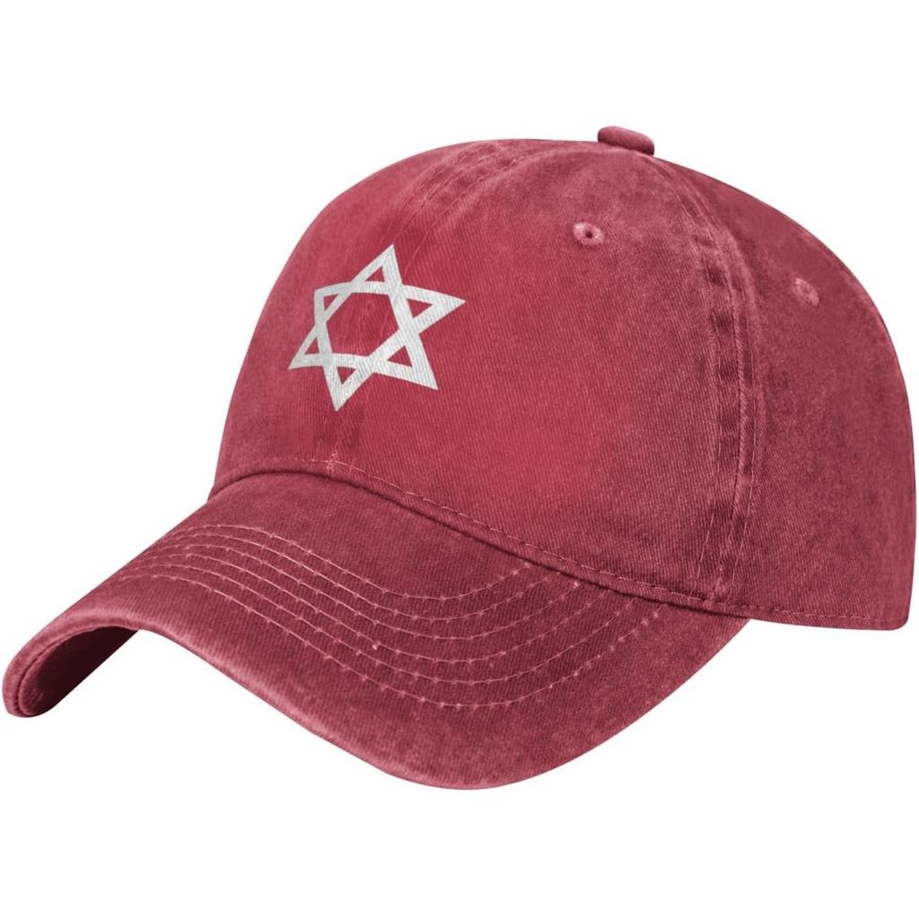 Star of David Washed Cotton Baseball Cap Casual Adjustable Sun Hat for Unisex