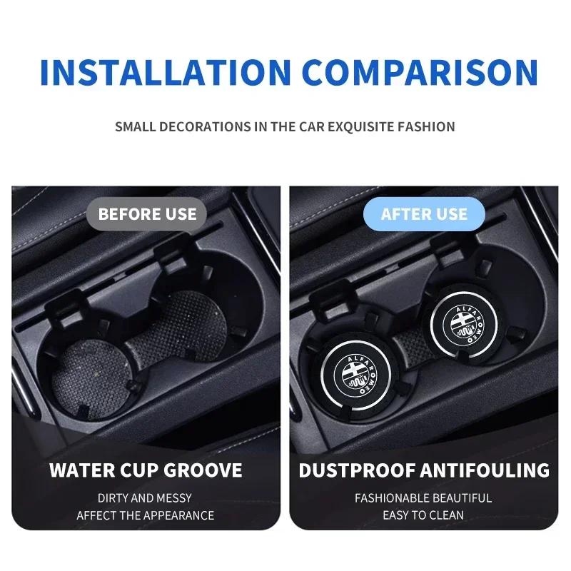XCKPY1 Car Stickers For Alfa Romeo 1/2pcs Car Coaster Water Cup Slot Non-Slip Mat Pad Silicone For Alfa Romeo Giulietta GT 159 147 156
