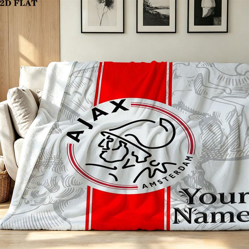 1PC AFC Ajax Custom Name Patterned Flannel Blanket Suitable For All Seasons for Home Decor Warmth and Comfort Gifts Holiday Present
