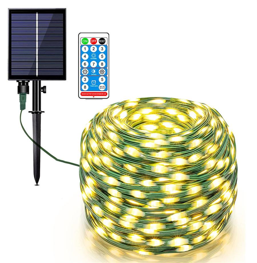20M 50M 100M Lumini Solare Tip Ghirlandă Zână Exterior Solar Frânghie PVC Lumină Zână Solară Ghirlandă Luminoasă de Crăciun Solară pentru Decor Copac Gard Piscină