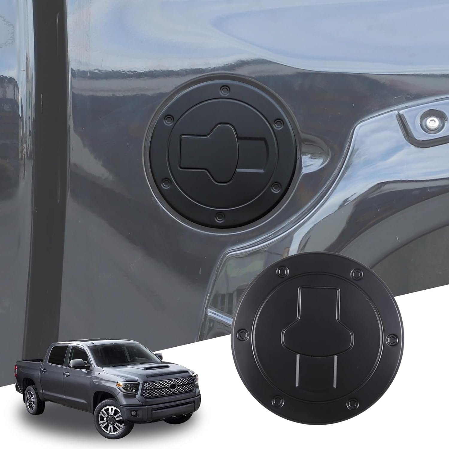 

LLKUANG ABS Car Gas Cap Fuel Door Decoration Kit Compatible with Toyota Tundra 2007-2021 Auto Carbon fiber Style Fuel Tank Cover(Matte black) матовый черный