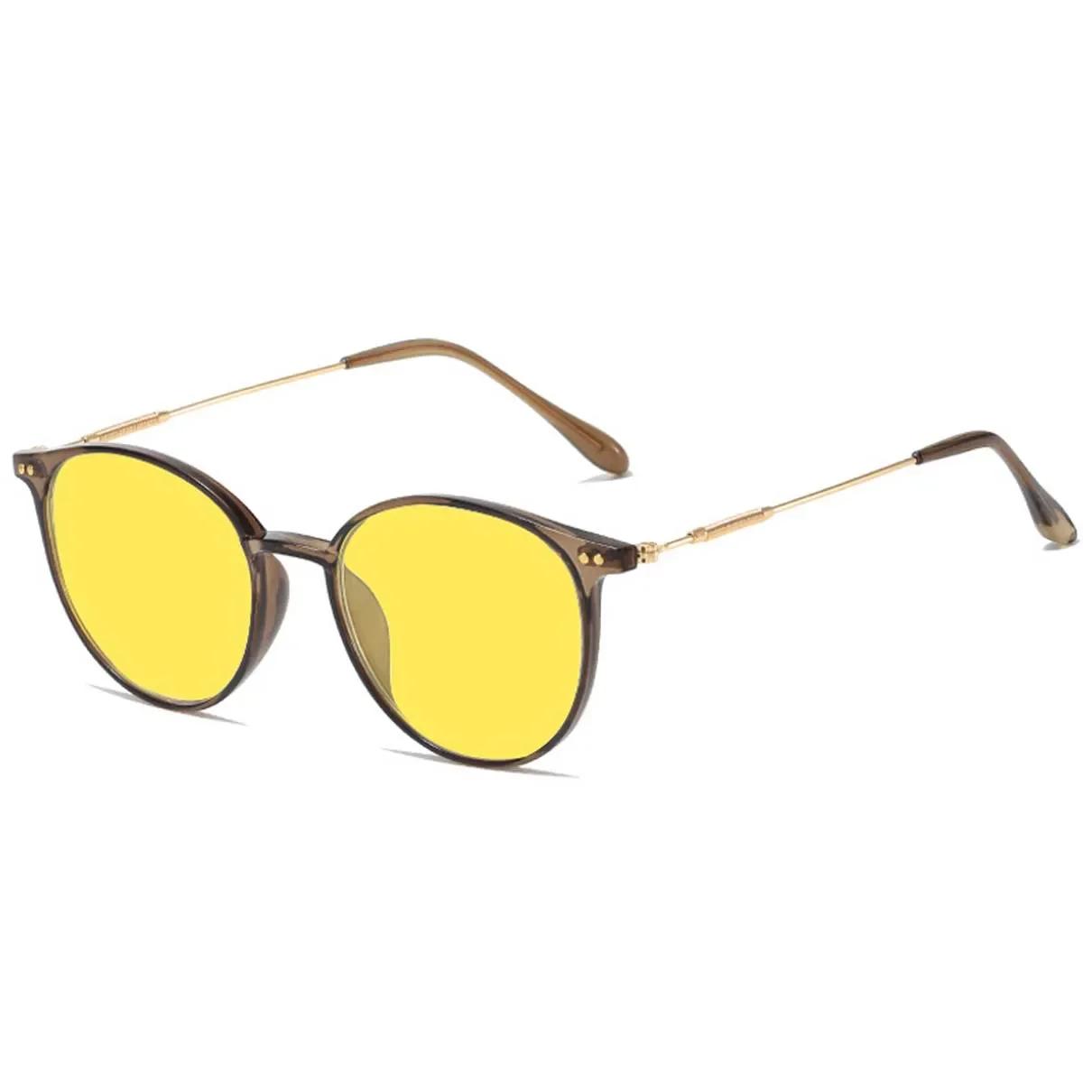 

Small Oval Frame Sunglasses For Women Popular Designer Trend Yellow Lenses Sun Glasses Fashion Male Female Night Vision Eyewear