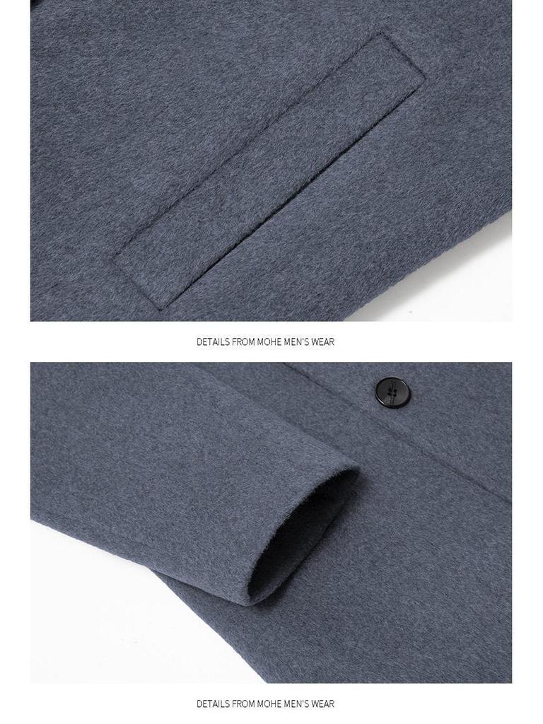 Wool Blend Men's Mid-Length Trench Coat - 2025 Autumn/Winter Collection