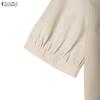 ZANZEA Women Casual Round Neck Solid Color Short Sleeve Dress