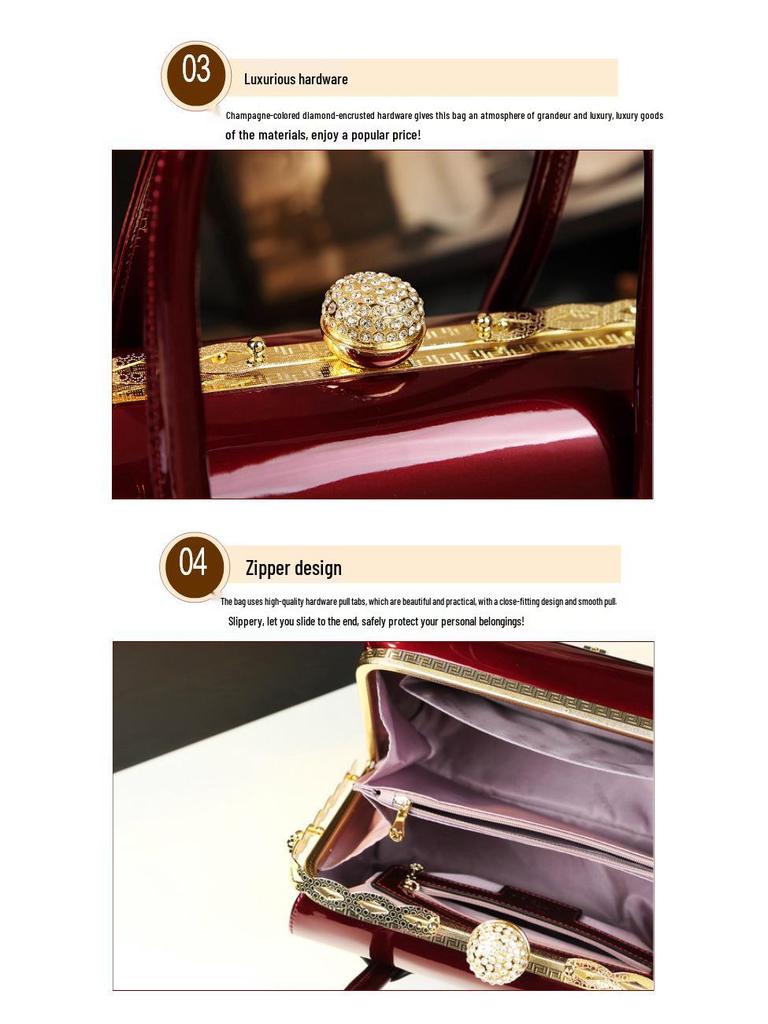 Elegant Patent Leather Women's Bag - Versatile Handbag, Shoulder & Crossbody for Stylish Moms 2025