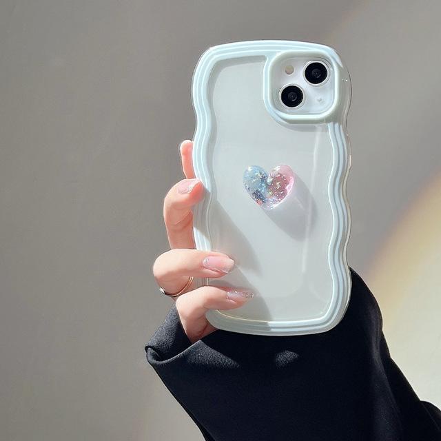 

Чохол для телефону Colorful Crystal 3d Love Wavy Shockproof Phone Case For Iphone 11 12 Pro Max Xsmax X Xr 13 Promax Cute Heart Cute Back Cover for iphone 11