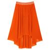 Girls Lyrical Contemporary Modern Dance Skirts Shiny Rhinestones Waistband Side Slit High Low Irregular Mesh Skirt Performance Costume