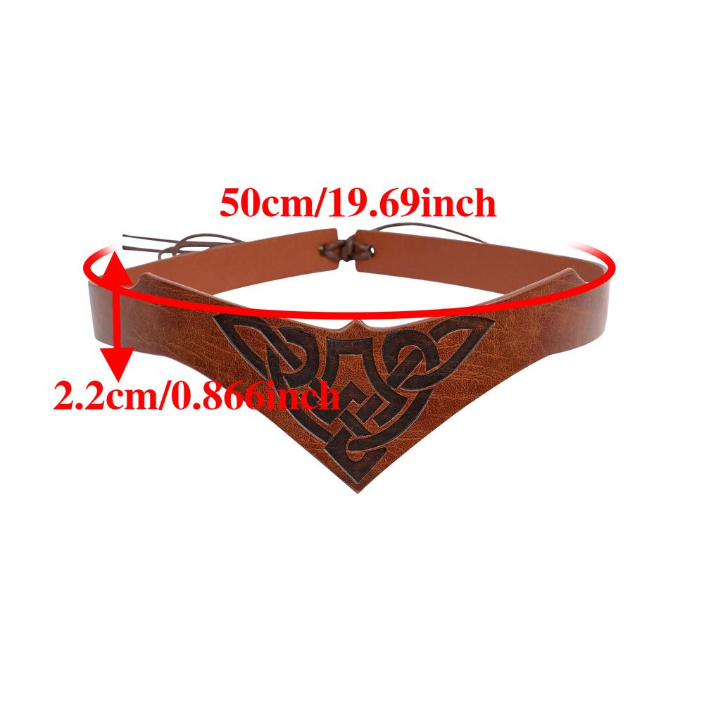Diadema Vikinga Ajustable con Diseño de Nudo Celta y Runa Nórdica - Accesorio Estilo Vikingo de Cuero Sintético para LARP, Cosplay