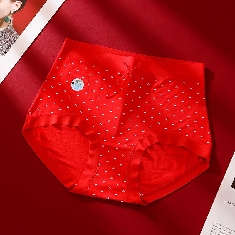 

Big Size Female Spring and Autumn Year Red High Waist Extended Crotch Triangle Briefs 3XL