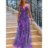 Spring and Summer New Mesh Printing Suspender Dress, Vacation Casual Party Dress