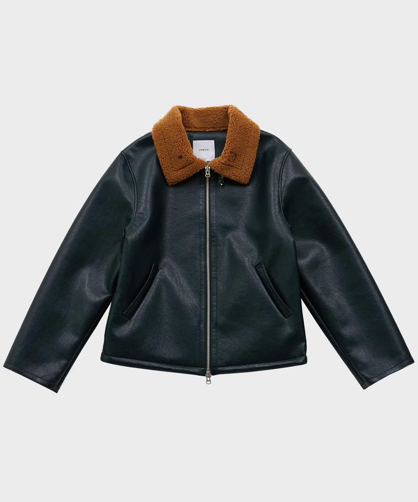 Ffeff Studio Leather Shearling Jacket (Dark Green)