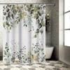 Elegant Green Leaf and Butterfly Shower Curtain for Bathroom Decoration - Waterproof and Durable Design for Stylish Home Upgrade