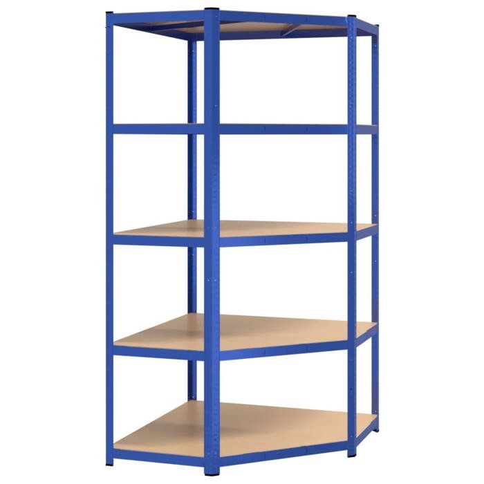 VidaXL Corner Shelf with 5 Tiers Blue Steel and Engineered Wood 152870