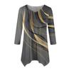 Moda Donna Casual Scollo a V Colore a Contrasto Stampato Manica a Sette Punti Camicia Cinturata Top Ampio Confortevole