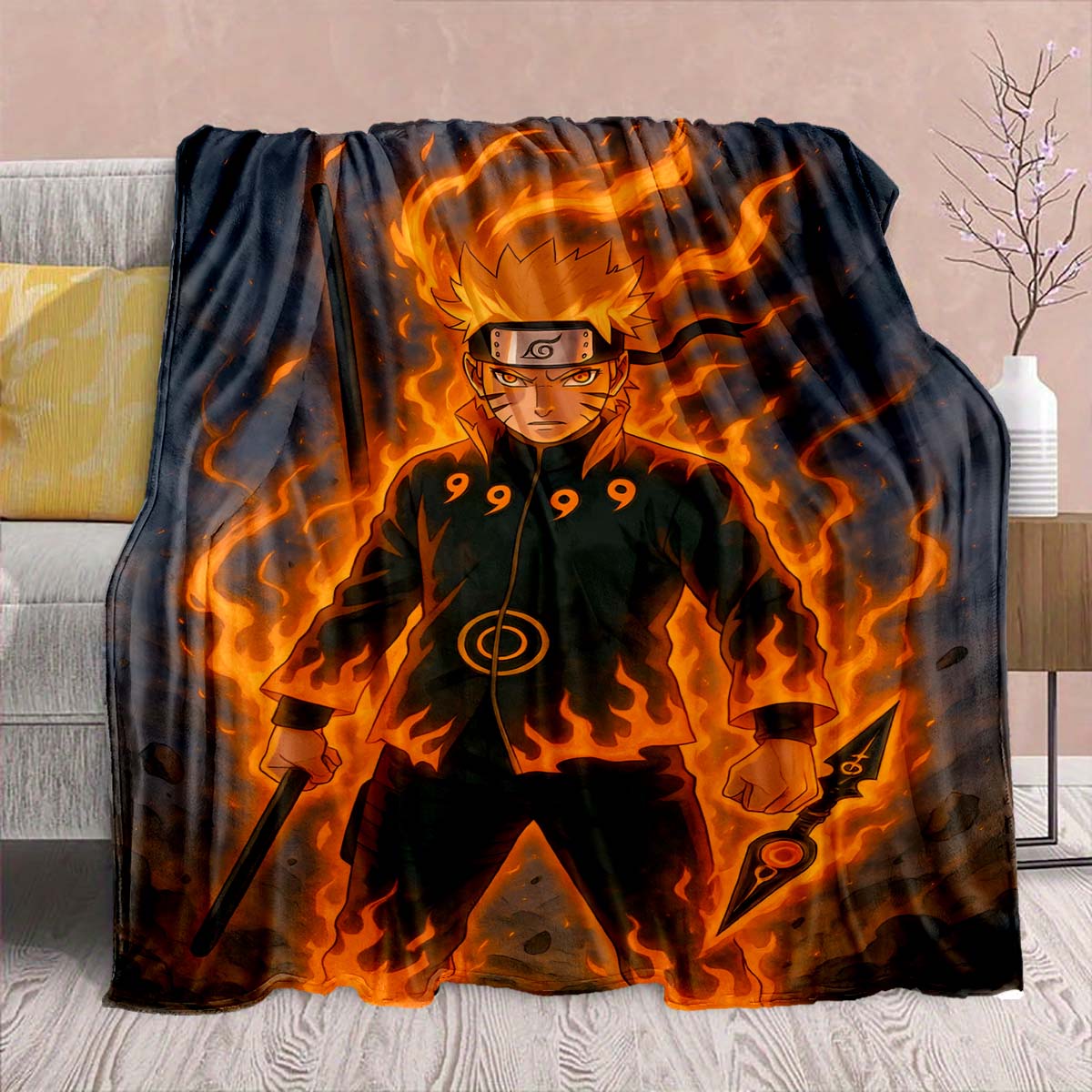 

Naruto Anime Flannel Blanket - Soft Warm Perfect for Sofa, Bedding Camping Travel Office Home Decor -QJY 75x90cm