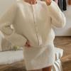 Women's Crew Neck Cardigan, Long Sleeve, Loose Fit for Spring and Fall