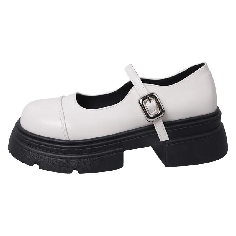 Black Ankle Buckle Platform Pumps Women Japanese Style Patent Leather Mary Jane Shoes Woman Punk Thick Heels Lolita Shoes Mujer