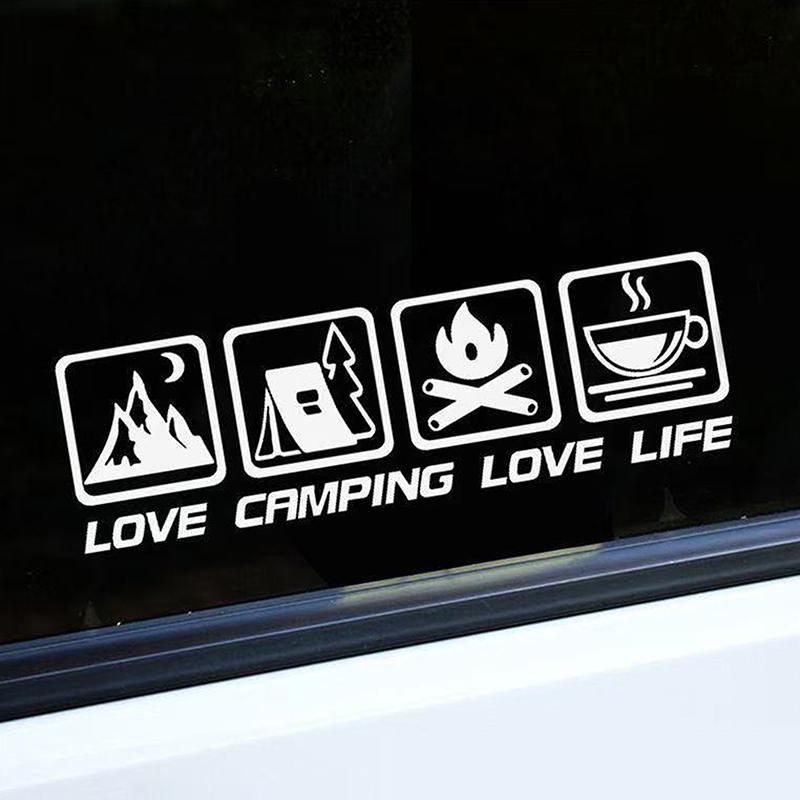 Love Camping, Love Life. Car Sticker Decoration Waterproof For Window And Bumper Stickers Of Cars, Trucks And Motorcycles