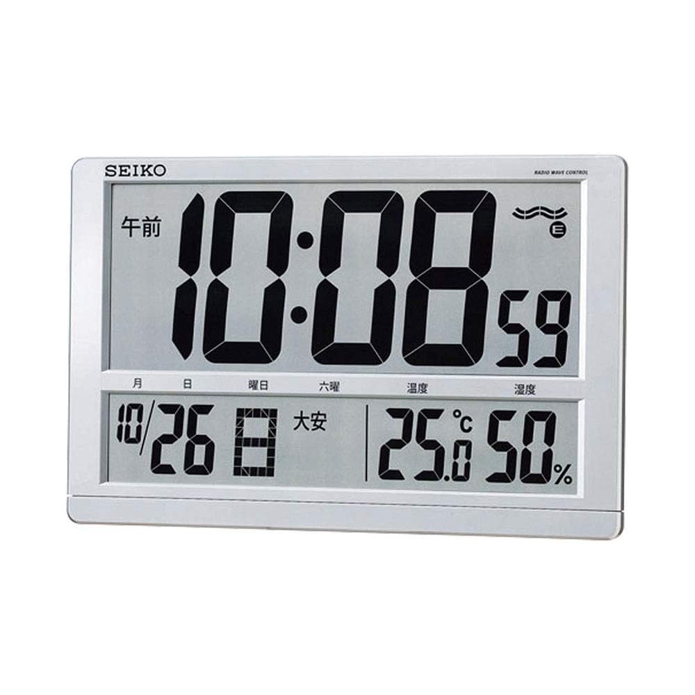 Seiko Clock (SEIKO) Wall Clock/Desk Clock, Radio-Controlled Digital Calendar, Rokuyo (Japanese calendar system), Temperature, Humidity Display, Large