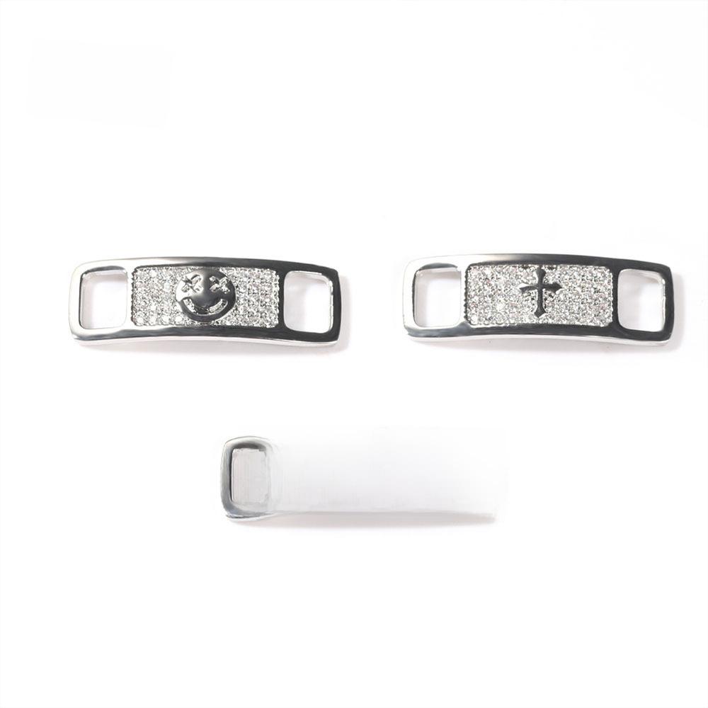 

Модна пряжка для взуття в стилі хіп-хоп з декоративним цирконовим смайликом та хрестом розбитого серця Gold Broken Heart (Pair)