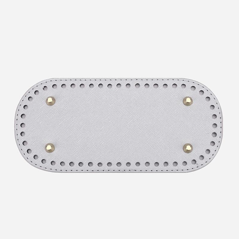 Handmade DIY Woven PU Oval Bag Bottom, 22x10cm Cross Pattern