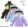 Running Outdoor Double-Board and Single-Board Thick Warm Color-Blocked Ski Jacket for Boys and Girls, Windproof, Waterproof, and Snowproof