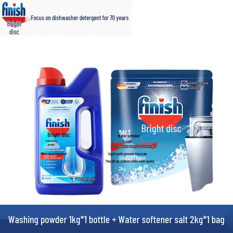 Finish Dishwasher Detergent Powder & Water Softener Salt Bundle