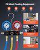 AC Manifold Gauge Set for R134a R404A R1234yf R22 Refrigerant, 3 Way AC Gauge with 1.5m Hoses, Adapters, Quick Couplers, Can Taps for Automotive Air