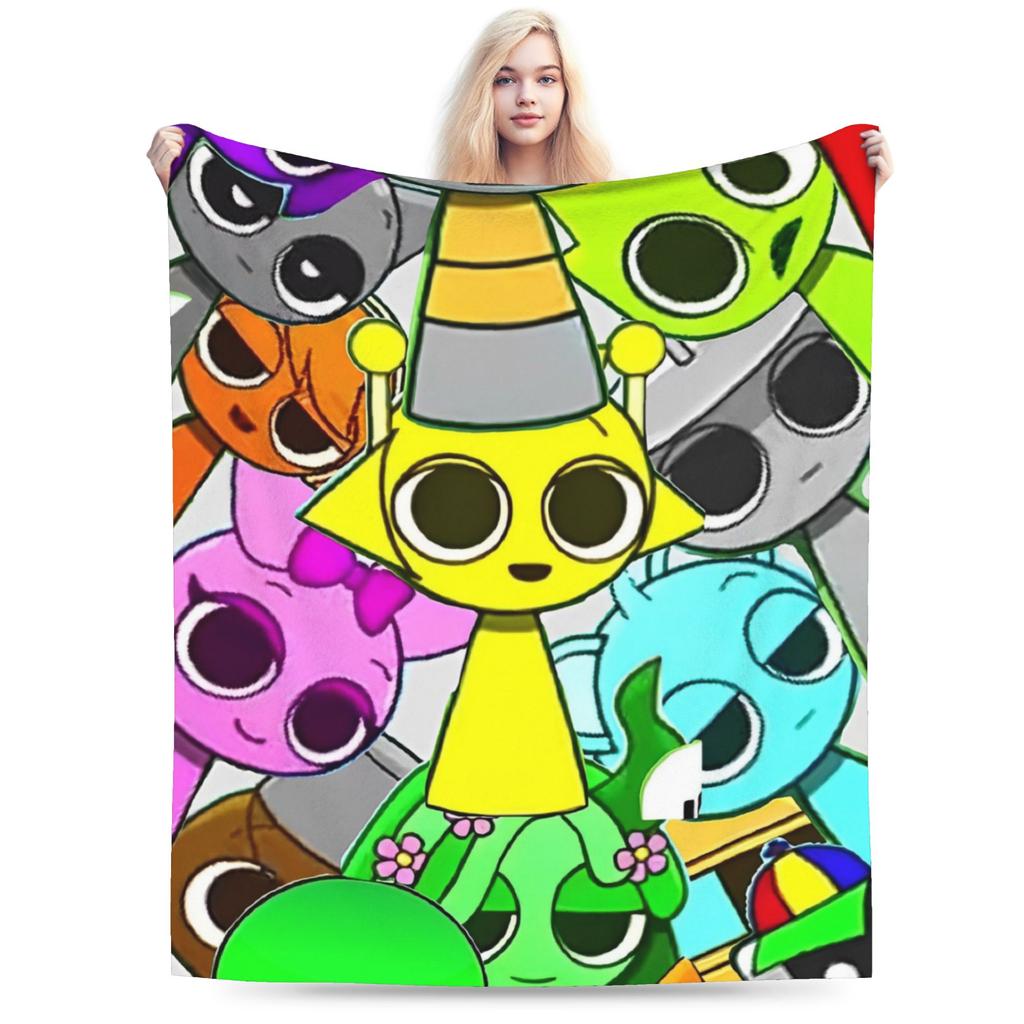 Sprunki Characters Game Velvet Throw Blanket  Blankets for Bed Outdoor Warm Quilt