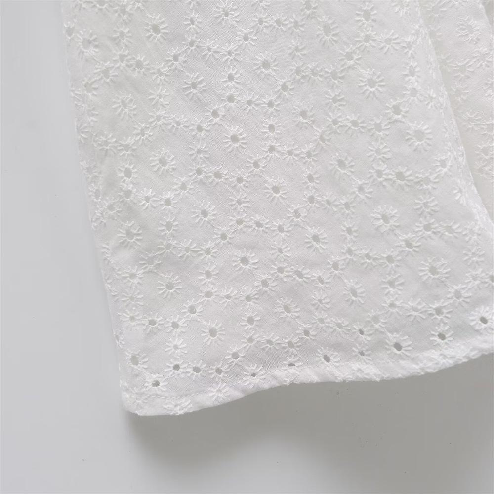 Spring/Summer 2025 Women's Embroidered V-Neck Elastic Waist Slimming Long-Sleeve Short Dress