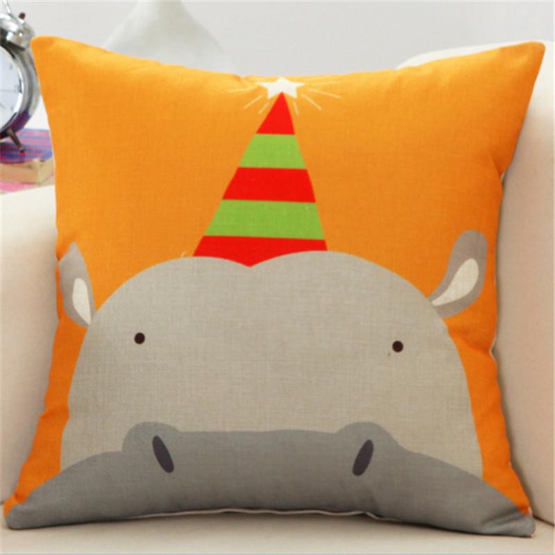 45x45cm Cute Cartoon Throw Pillowcase Home Linen Animal Printed Cushion Cover Car Sofa Pillow Cover Children Room Decorative