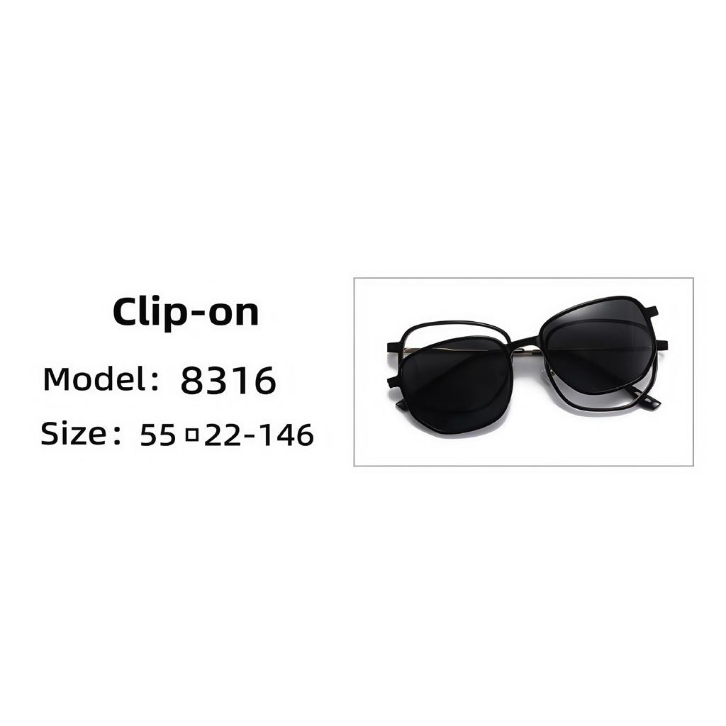 New Model Polarized Sunglasses Set: Magnetic Clip-On Round Frame with Pink & Green Lenses