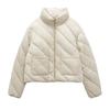 Womens Warm Quilted Cotton Puffer Jacket With Stand Collar Zip Front Lightweight Winter Coat Daily Wear