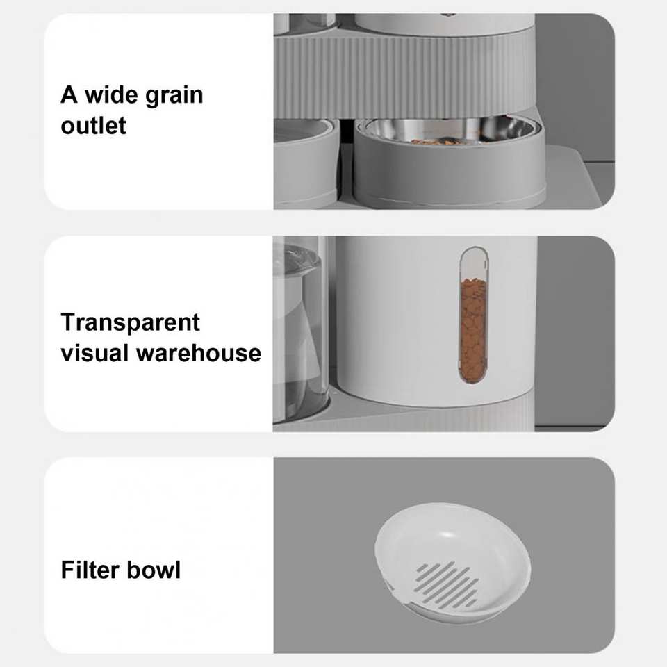 1PC Large Capacity Three In One Plastic Food and Water Bowls for Pet Dogs Cats Cat Puppy Feeding Dispenser Durable Para Perros