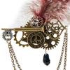 Steampunk Gear Brooch Lapel Pin with Chain Gothic Vintage Elegant Jewelry Badges