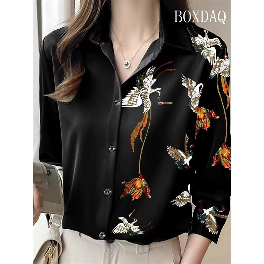 New Women's Lapel Shirt Spring Autumn Button Elegant Shirt Casual Daily Long Sleeve Blouse Fashion Party Women's Clothing