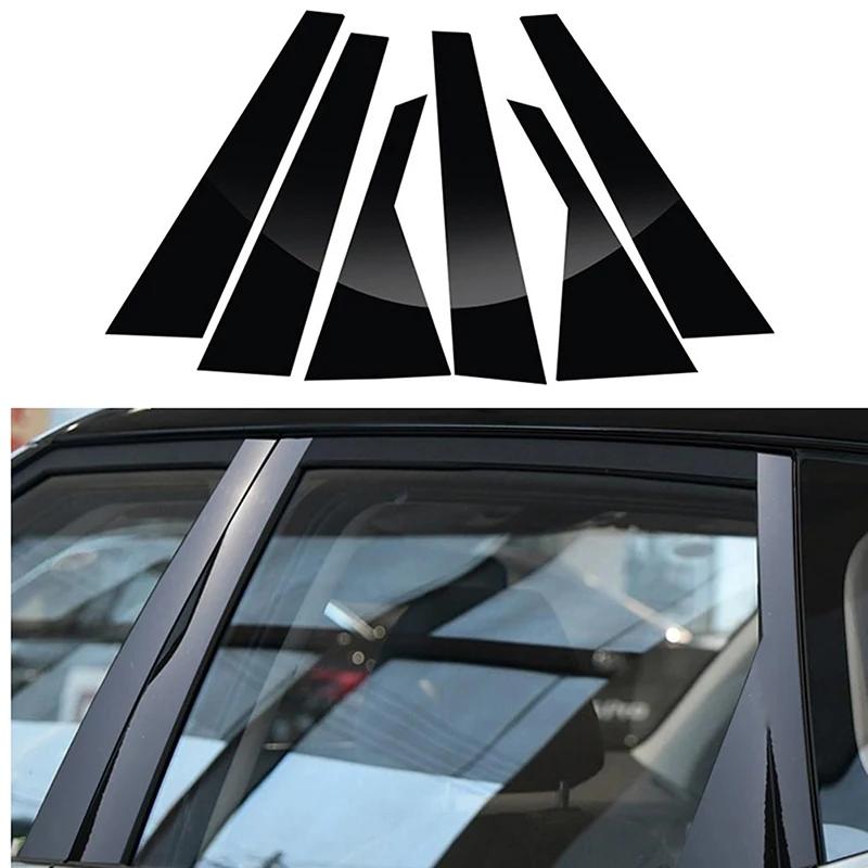 6Pcs Car Window Pillar Posts Door Trims Cover Fit For KIA Seltos 2020 2021 2022 2023 Auto BC Column Glossy Black Stickers Parts