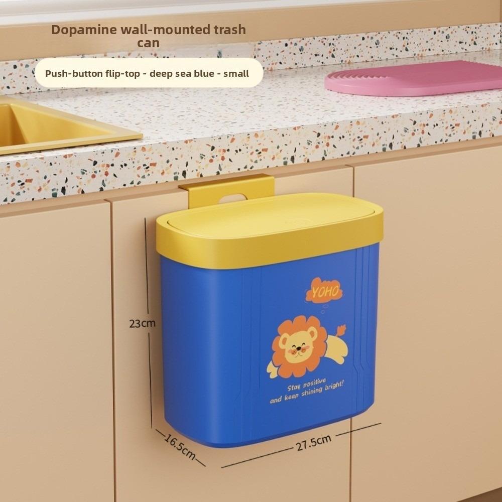 New 2 Type Kitchen Trash Bin Leak-Proof Space-Saving Wall-mounted Trash Can Candy Color with Lid Garbage Can Kitchen Use