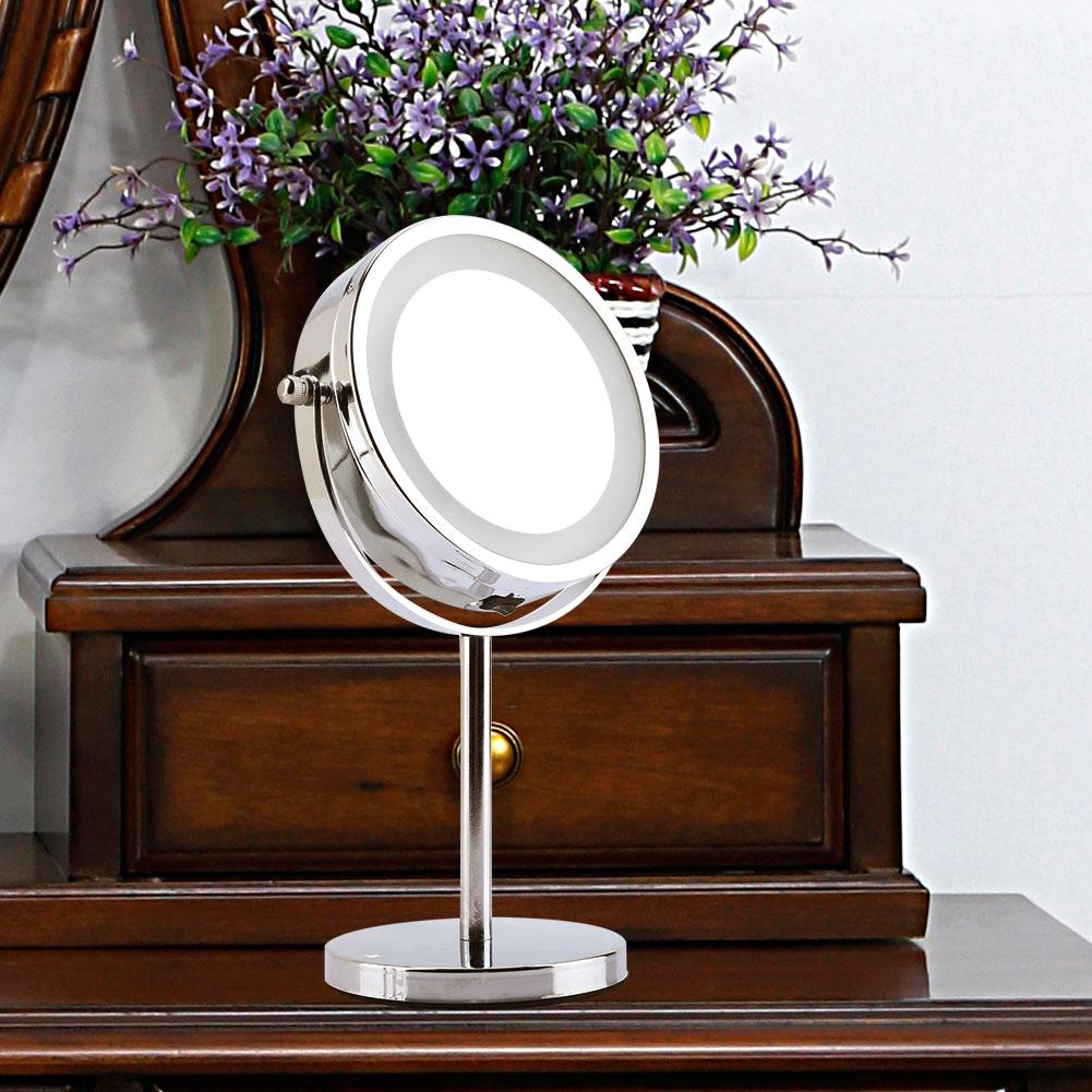 6 inch Round Bathroom Vanity for Shaving / Makeup LED Light Magnifying Mirror