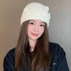 Korean Pure Handmade Flower Knitted Hat for Women In Autumn and Winter Warm Ear Protection  Face Showing Small Baotou Woolen Cold Hat
