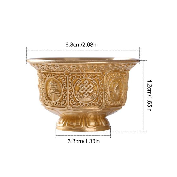 Metal Offering Cup with Eight Auspicious Symbol Tibetan Water Bowl for Household Use Religious Buddhas Decoration