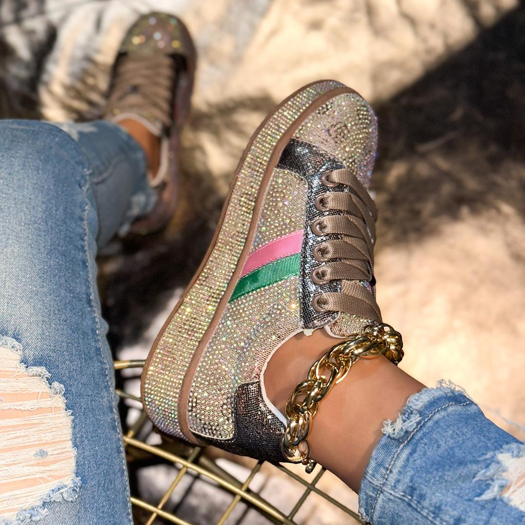 Fashion Women Sneakers New Anti-slip Luxury Platform Trend Designer Shoes for Woman Trainers Rhinestone Fashion Casual Sneakers Women