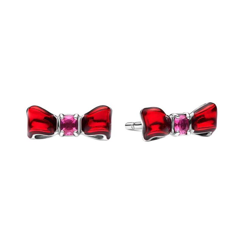 Pandora Original design 925 silver glass enamel earrings for women red 293779C01 серебряный